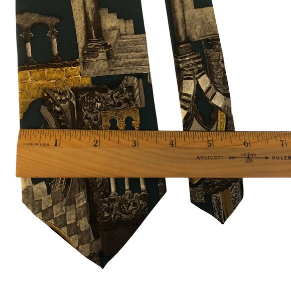 Structure Italian Silk Tie Architectural Print Mens Necktie Office Formal Gift - Picture 3 of 7